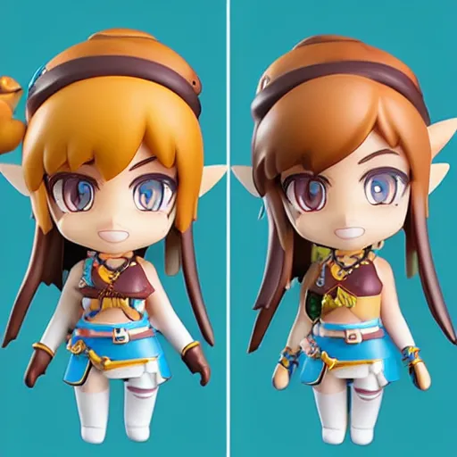 Image similar to high quality portrait flat matte painting of cute girl in the style of nendoroid and Toon Zelda , flat anime style, thick painting, medium close-up