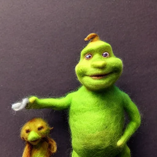 Image similar to shrek needle felted + needle felting art