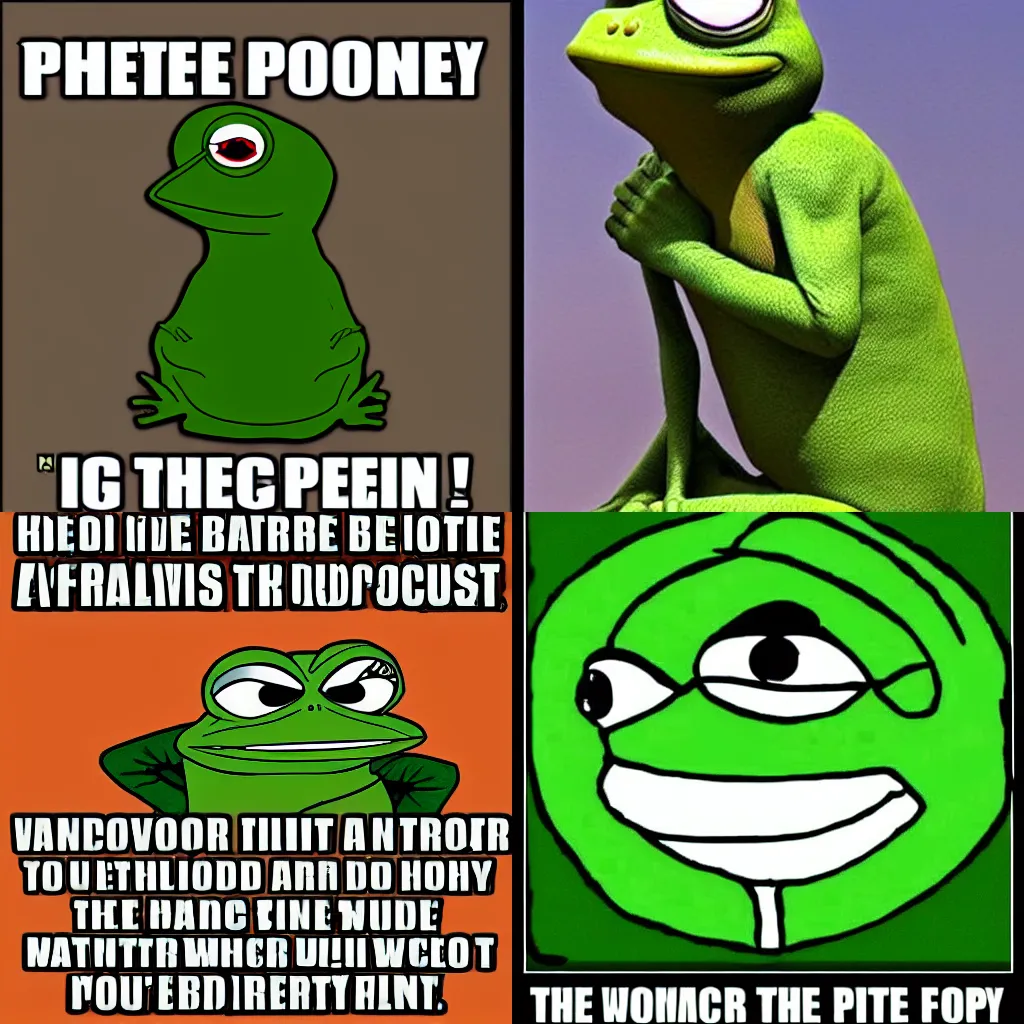 Prompt: pepe the frog meme, funny hilarious watermark ifunny