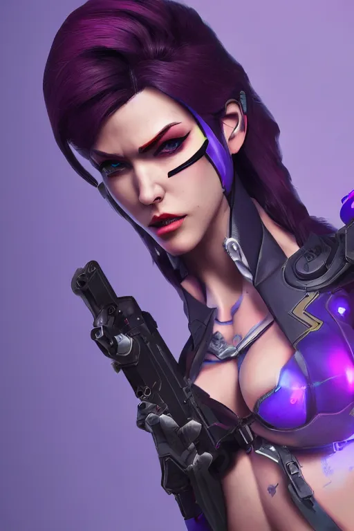 Image similar to widowmaker, overwatch, cyberpunk, digital art, high detailed, artstation, 3 d render