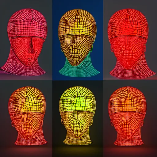 Prompt: 3 d renaissance statue head, mix with neon art, highly detailed