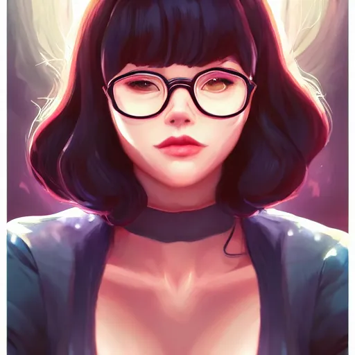 Image similar to a portrait of a beautiful velma, art by lois van baarle and loish and ross tran and rossdraws and sam yang and samdoesarts and artgerm and saruei, digital art, highly detailed, intricate, sharp focus, trending on artstation hq, deviantart, unreal engine 5, 4 k uhd image