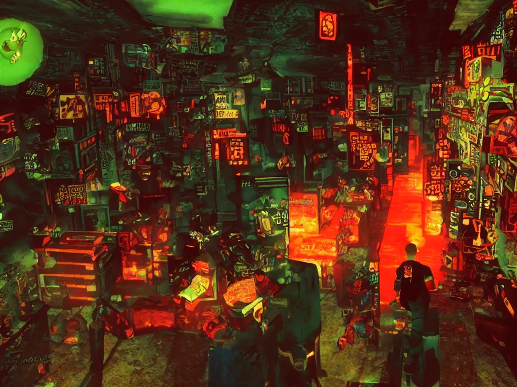 Image similar to Enter the Void by Gaspar Noe as a third person PS1 game