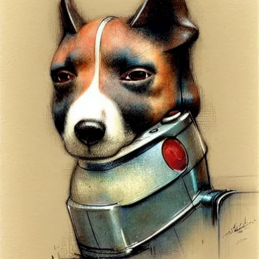 Image similar to (((((1950s robot box shaped k9 dog. muted colors.))))) by Jean-Baptiste Monge !!!!!!!!!!!!!!!!!!!!!!!!!!!