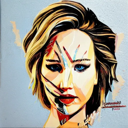 Image similar to portrait of Jennifer Lawrence by Sandra Chevrier