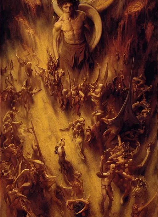 Image similar to the seventh circle of hell from dante's divine comedy. highly detailed painting by gaston bussiere, craig mullins, j. c. leyendecker 8 k