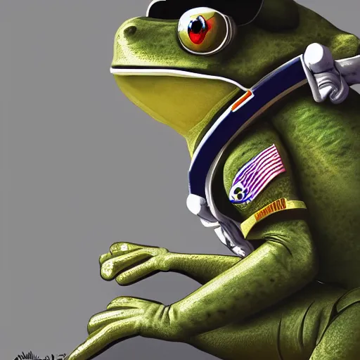Prompt: A frog wearing an astronaut suit, looking out the window into space, concept art, digital art, well detailed, 8k