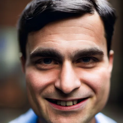 Image similar to closeup portrait of a Ben Shapiro , new york back street , by Steve McCurry and David Lazar, natural light, detailed face, CANON Eos C300, ƒ1.8, 35mm, 8K, medium-format print