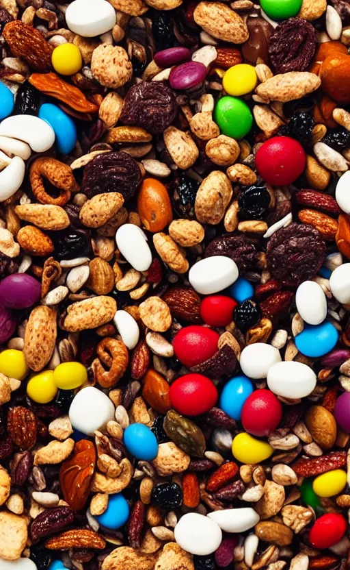 Prompt: a photo of the ultimate trail mix, 4k ultra