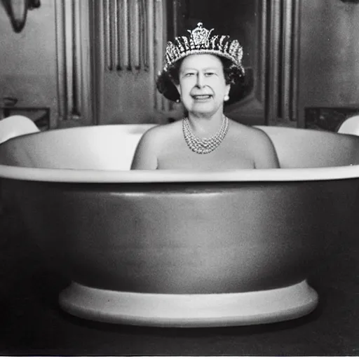 Image similar to queen elizabeth in a milk bath