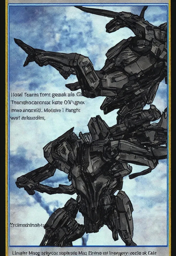 Image similar to Metal Gear Rex as a Magic the Gathering Trading Card.