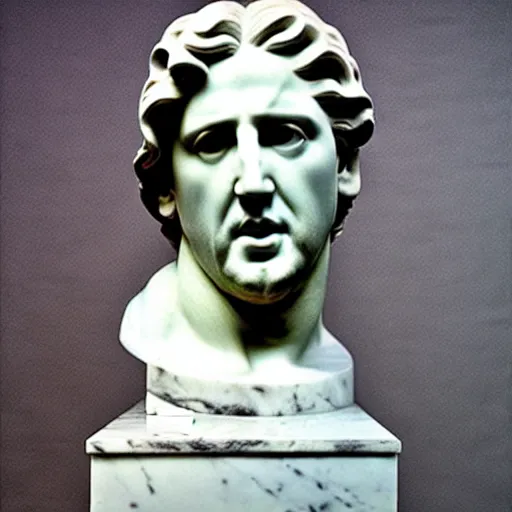 Image similar to a marble greek statue of nicolas cage