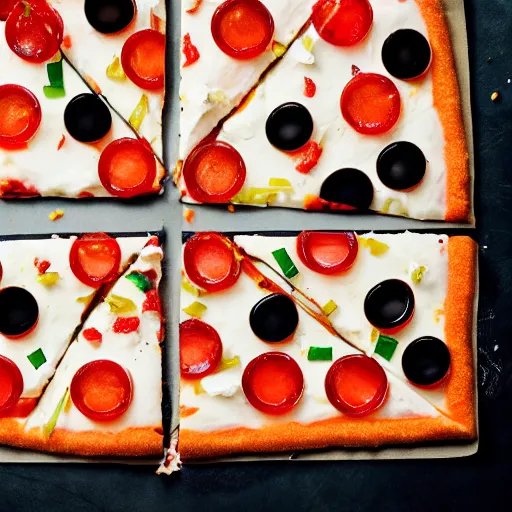 Prompt: Haribo pizza, food photography