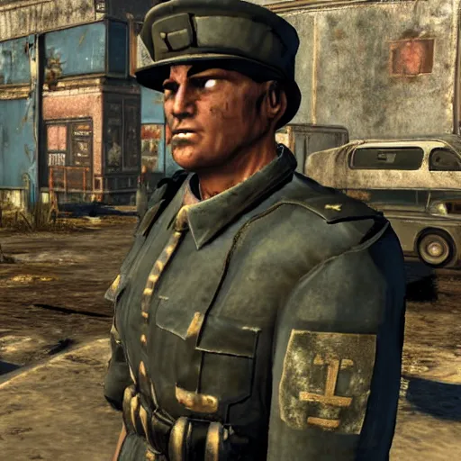 Prompt: sergeant dornan from fallout 2 in fallout 4