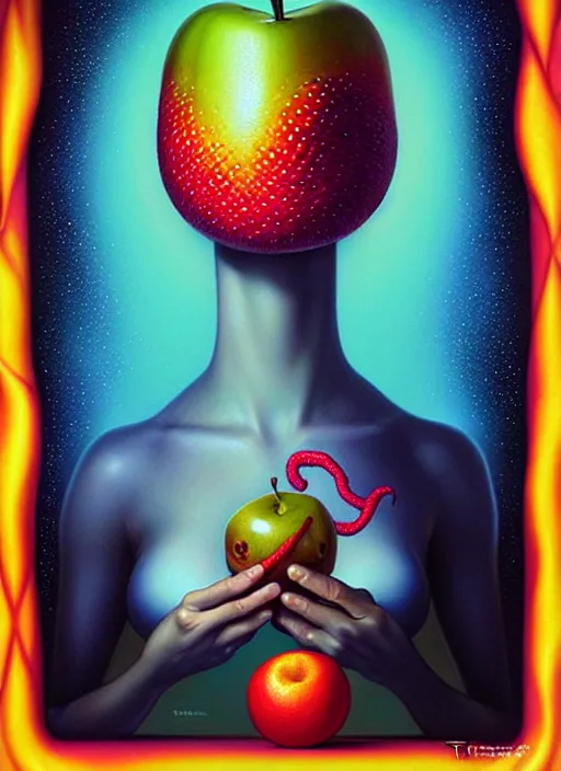 Image similar to cosmic lovecraft random fruit portrait, pixar style, by tristan eaton stanley artgerm and tom bagshaw.