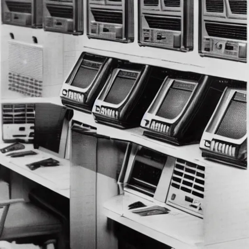 Prompt: these computer telephone units have been recalled as dangerous radio shack photo 1 9 7 7