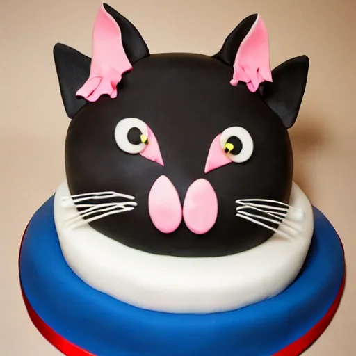 Prompt: a cake decorated Like a cat