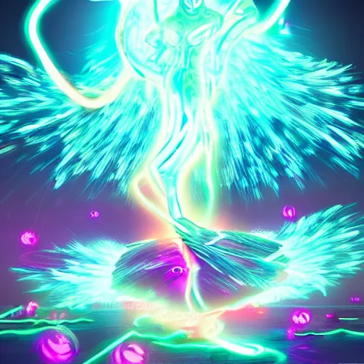 Prompt: create concept of a neon elemental, whirling energy made of neon ( dramatic, cinematic, digital fantasy art )