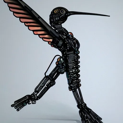 Image similar to ultra realistic cybernetic!!!!!!!!!!!! hummingbird