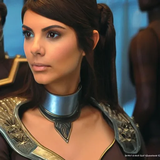 Image similar to victoria justice with kim kardashian body as princess padme in star wars episode 3, 8 k resolution, cinematic lighting, anatomically correct