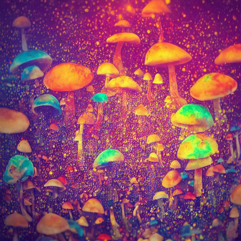 Image similar to double exposure of dally life, symbols of live, explosion, cyber mushroom city, love is the most relevant theme, love is infinity, love is begin of all, 8 k resolution, artistic mode, artistic, trending on instagram, long exposure, love art, serious, fantasy and dreams vibes, mushrooms style and macro style, colorful picture