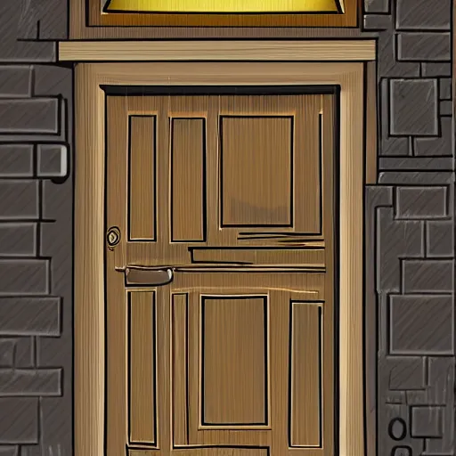 Prompt: the door to an apartment as seen from outside, detailed anime style