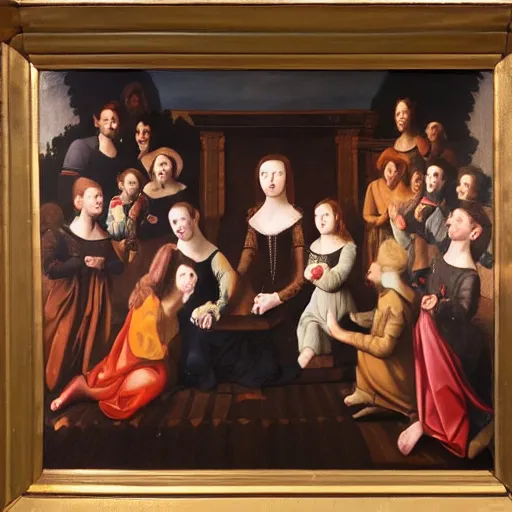 Prompt: a renaissance style portrait painting of BROCKHAMPTON