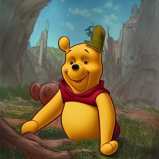 a Painting of Winnie the Pooh as a titan from attack | Stable Diffusion ...