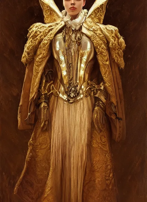 Image similar to highly detailed oil painting | very intricate | cinematic lighting | award - winning | ceremonial blazer armor fashion by alexander mcqueen | by roberto ferri, by tom bagshaw, by j. c. leyendecker and klimt, american romanticism, by austin osman spare, artstation, cgsociety, official art, octane