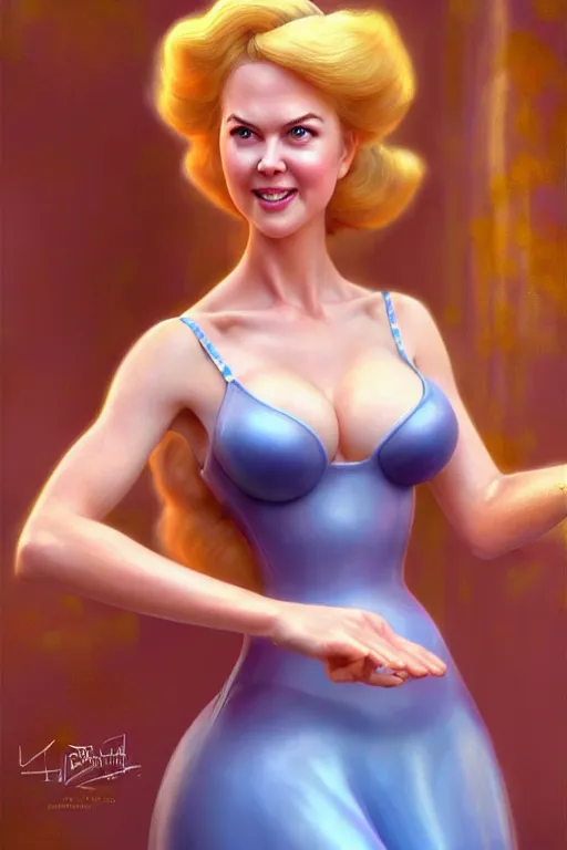 Image similar to polished sweaty princess peach : : young nicole kidman face : : kate upton body : : weta disney pixar movie still photo : : hi - fructose, sci fi, fantasy, decadent highly - detailed digital painting, golden ratio, octane render, artstation, smooth, sharp focus, artgerm, mucha, loish, wlop : :