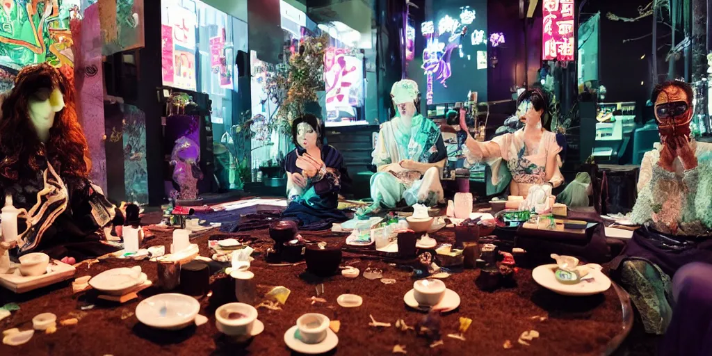 Image similar to cyberpunk tea ceremony