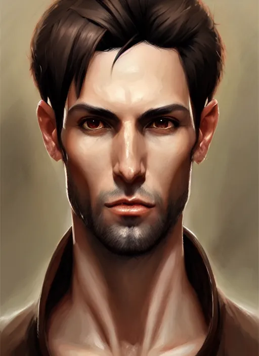 Prompt: a _ fantasy _ style _ portrait _ painting _ of light brown argentinian male short black hair defined very chiseled facial features long face big ears, rpg dnd oil _ painting _ unreal _ 5 _ daz. _ rpg _ portrait _ extremely _ detailed _ artgerm _ greg _ rutkowski _ greg