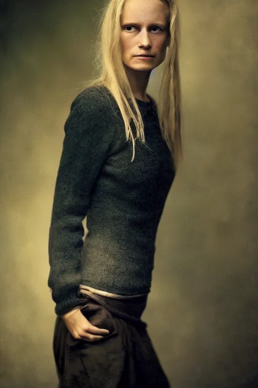 Prompt: a young nordic lady, photo portrait by Annie Leibovitz,