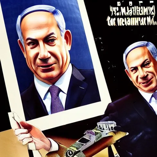 Image similar to a realistic portrait of benjamin Netanyahu holding a rocket missle in Vogue magazine, detailed face, highly detailed