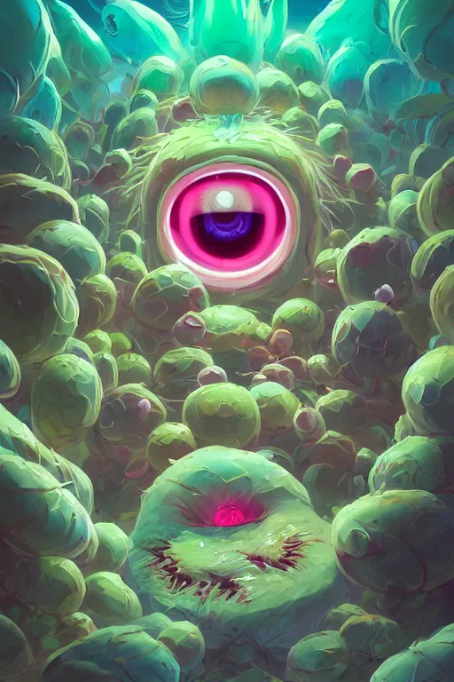 Image similar to roots cactus sushi cristal smurf ghost creature animal sushi cristal very big eye roots cactus elemental flush of force nature micro world fluo fishscale, behance hd by jesper ejsing, by rhads, makoto shinkai and lois van baarle, ilya kuvshinov, rossdraws radiating a glowing aura global illumination ray tracing hdr