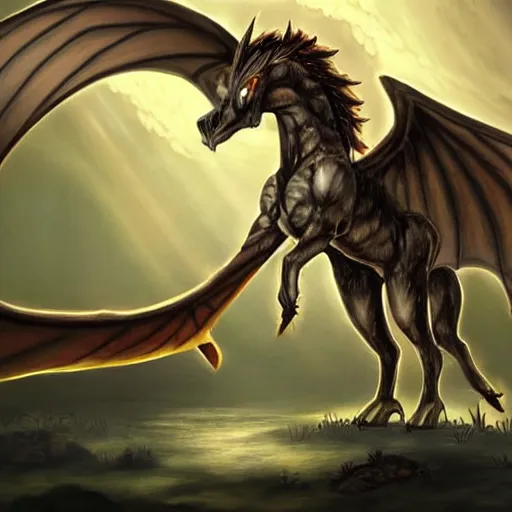 Image similar to a drakopegasus, fantasy art,