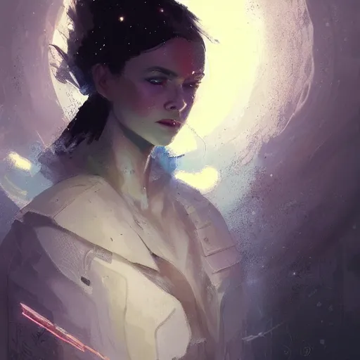 Prompt: space witch, greg rutkowski, concept art, portrait