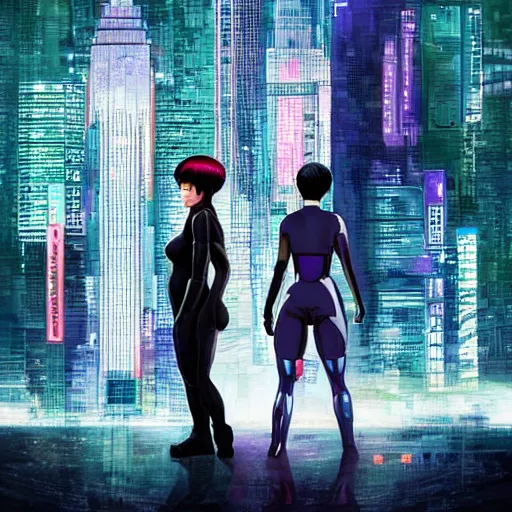 Image similar to Minneapolis, ghost in the shell style