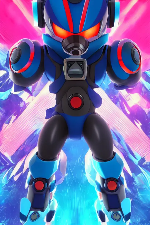 Image similar to robot ninja mask helmet megaman x zero rockman 2 0 2 2 switch game boss legacy collection fanart artsation hyper realistic, octane render clouds, neon colors, bright lights, avatar movie style blue color, 3 2 k image, avatar movie with what if marvel style animation, xel - shaded animation style