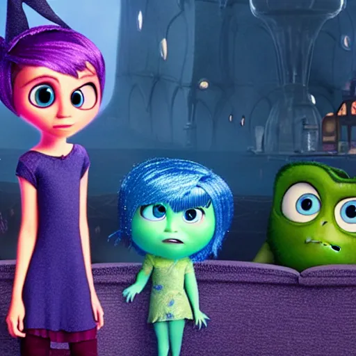 Prompt: a film still of a little witch in inside out ( 2 0 1 4 )