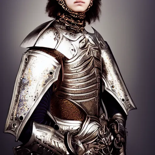 Prompt: a portrait of a beautiful young babelian male wearing an alexander mcqueen armor , photographed by andrew thomas huang, artistic