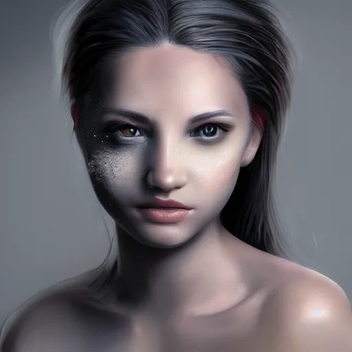 Prompt: portrait of a beautiful girl, 8 k, ultra hd, highly detailed, abstract illusionism, trending on artstation