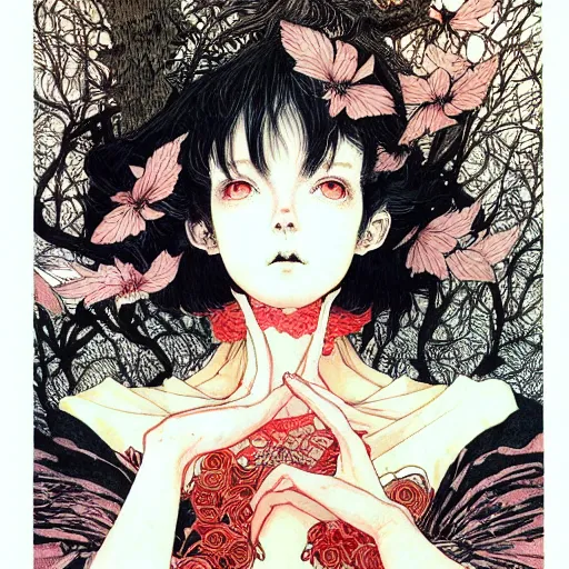 Image similar to prompt: Portrait painted in Superflat style drawn by Vania Zouravliov and Takato Yamamoto, inspired by Fables, intricate acrylic gouache painting, high detail, sharp high detail, manga and anime 2000