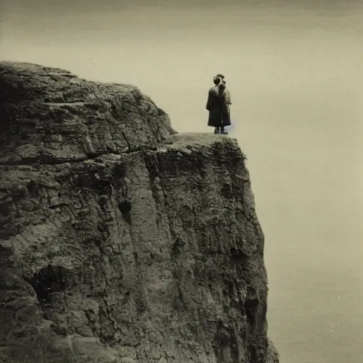 Prompt: photo of people on the edge of the world taken by the photographer Oscar Gustave Rejlander