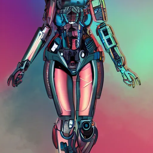 Prompt: cyborg girl comic style trending on art station