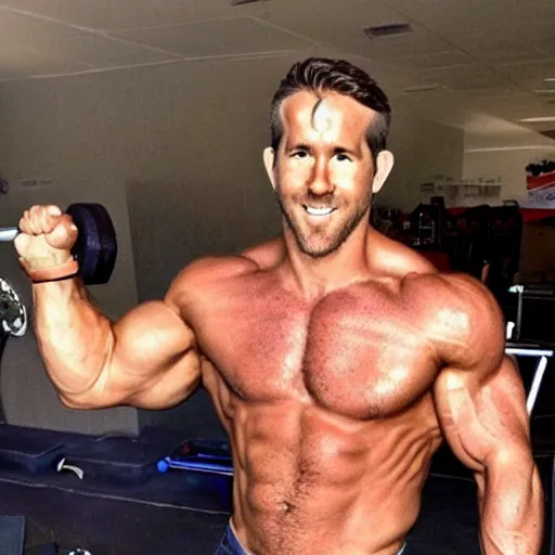 Image similar to Ryan Reynolds as a bodybuilder