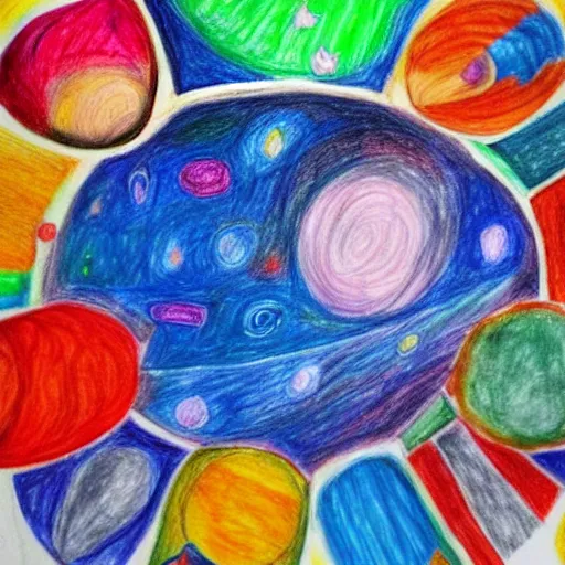 Prompt: the universe, children's drawing