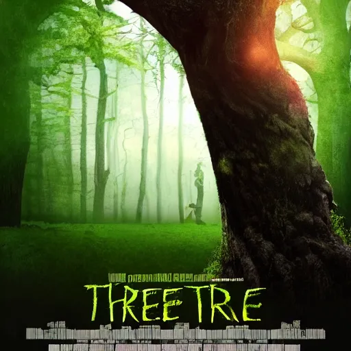 Prompt: movie poster of the movie Tree Tree Tree where the tree is attacking the other trees in the forest