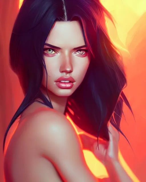 Image similar to portrait of a beautiful adriana lima, art by lois van baarle and ross tran and sam yang and ilya kuvshinov and guweiz, digital art, high detail, sharp focus, unreal engine 5, trending on artstation, deviantart, pinterest, victorias secret, 4 k uhd image