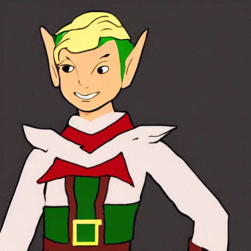 Prompt: an elf with short blonde hair, small ears and a flat jawline, character art, concept art